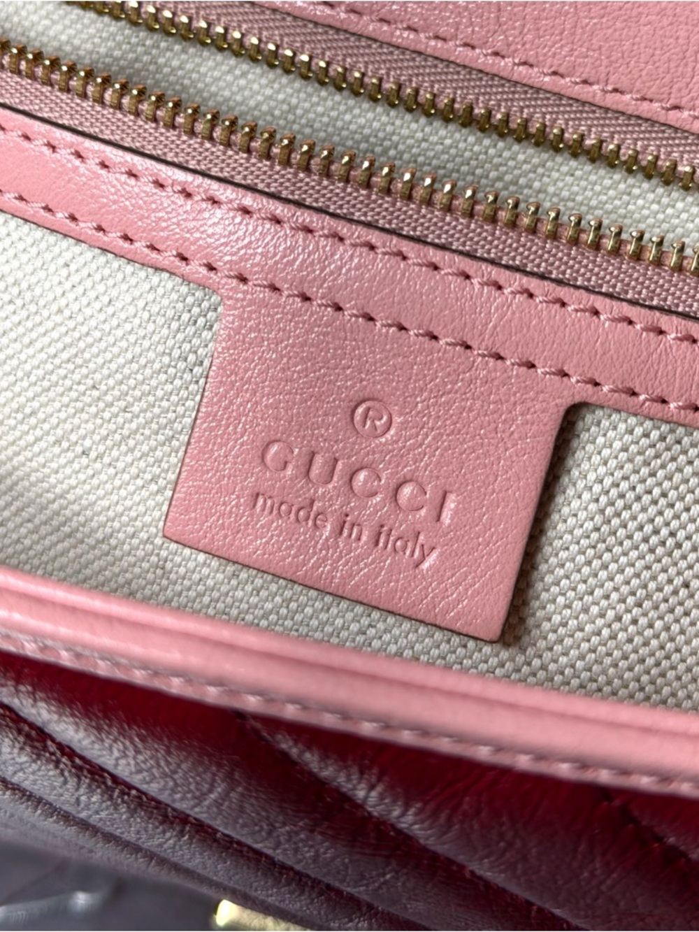 Gucci Azalea Torchon GG Small Marmont Chain Shoulder Bag in Red/Pink GHW - Picture 11 of 12